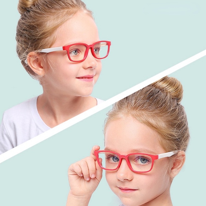 (YUZHU) Kacamata Lensa Yang Dapat Diganti Kacamata Anti Radiasi Untuk Anak-Anak Kacamata Fleksibel Goggle Candy Color Square Frame Anti Blue Light Eyeglasses