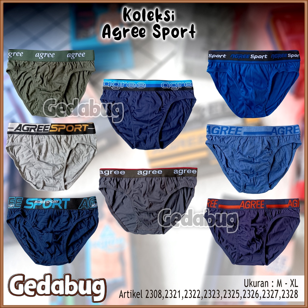 CD Pria Agree Sport 2308 | 2321 | 2322 | 2323 | 2325 | 2326 | 2327 | 2328 | Celana dalam Segitiga Karet Boxer | Gedabug