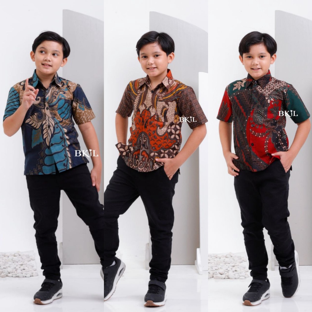 Kemeja Batik Anak Laki Laki Baju Batik Anak Lengan Pendek Batik Kids M L XL XXL