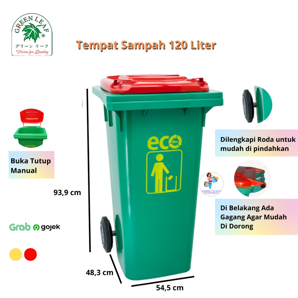 Tempat Sampah 120 Ltr 9961 ECO Dustbin Green leaf