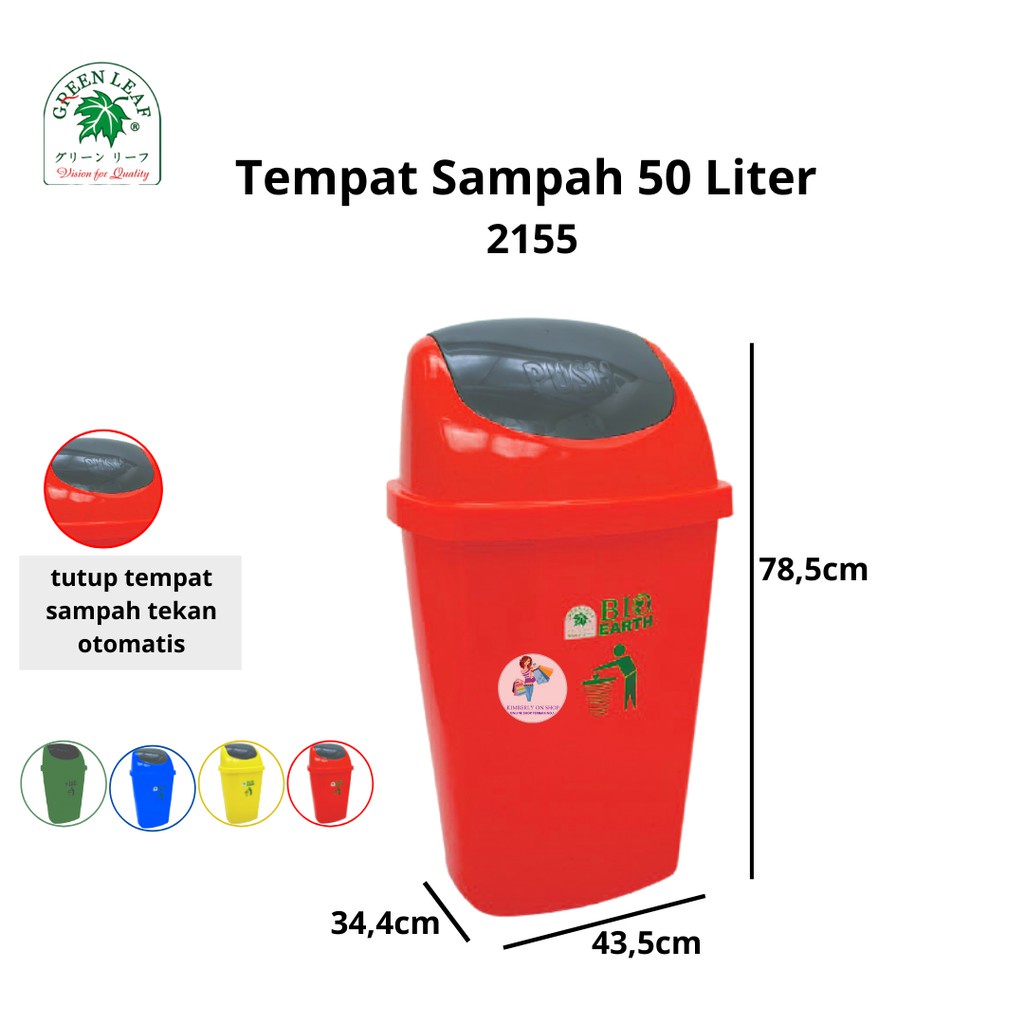 Tempat Sampah BIO Dustbin 50 Liter 2155 Green Leaf