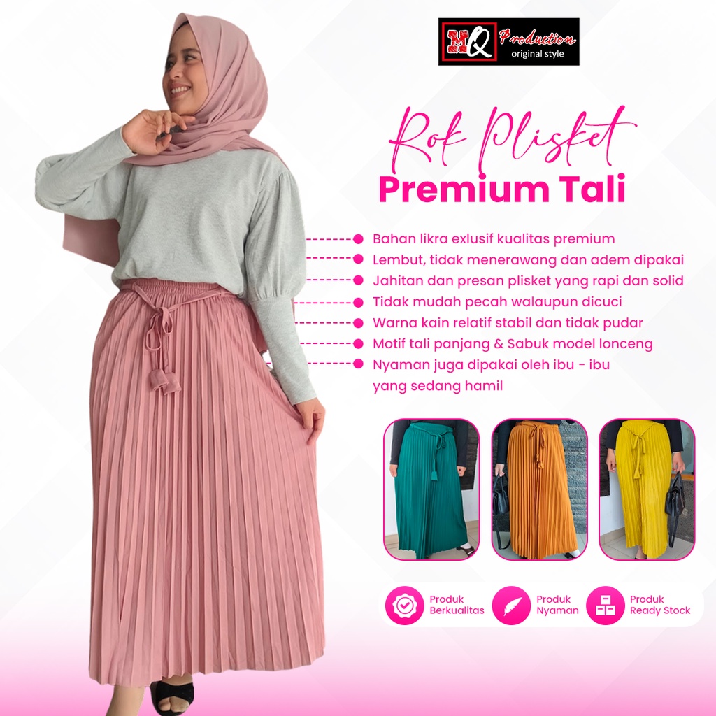 Rok Wanita Plisket Premium Perempuan Bahan Likra Exlusif Motif Tali Panjang Jumbo Mayung Big Size Sa