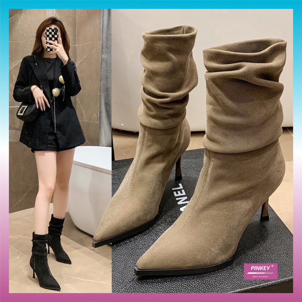 ✅PINKEY P117 SEPATU WANITA SEPATU HEELS BOOTS FASHION KOREA TERLARIS ( FREE BOX SEPATU )