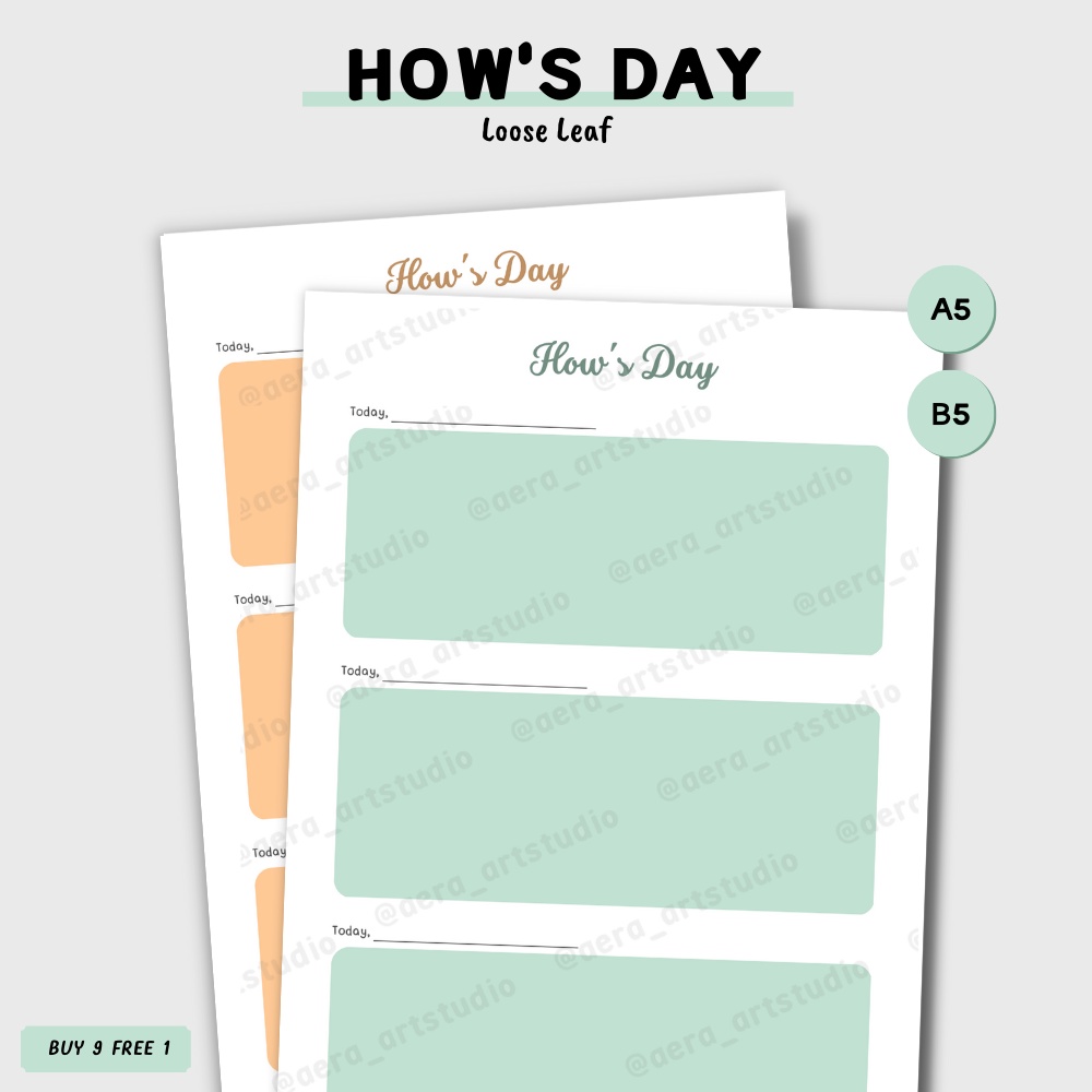 

(10 pcs) LB200 How's Day : Loose Leaf - by Aera Art Studio | Isi Refill Kertas Binder A5 B5 - Diary - Catatan Keseharian - Notebook - Refill Binder A5 - Kertas B5