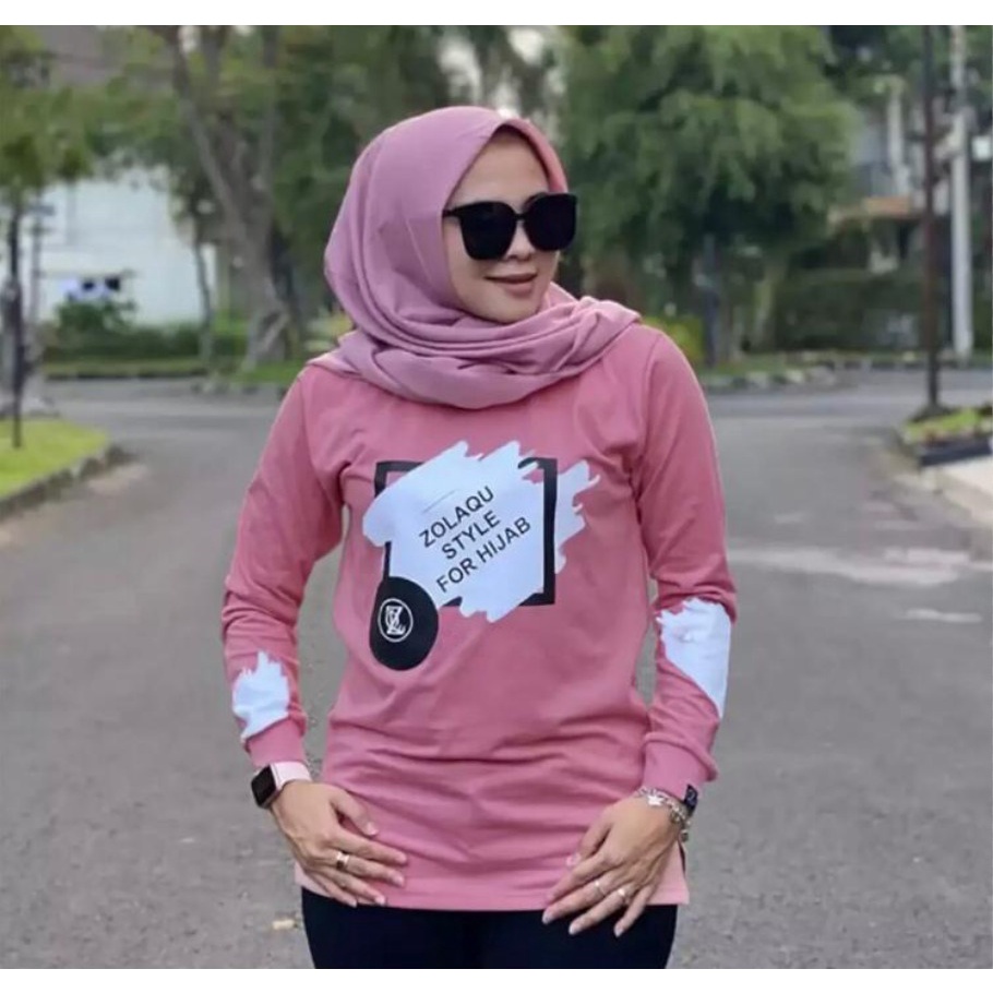 ACEH/ Baju Kaos Atasan Blus Pakaian Adem Tebal Wanita Cewek Perempuan Ibu Cantik Fashion Ootd Jumbo Murah Oblong Lengan Panjang Polos Terbaru Switer Kekinian Viral Muslimah Hijab Dewasa Cod