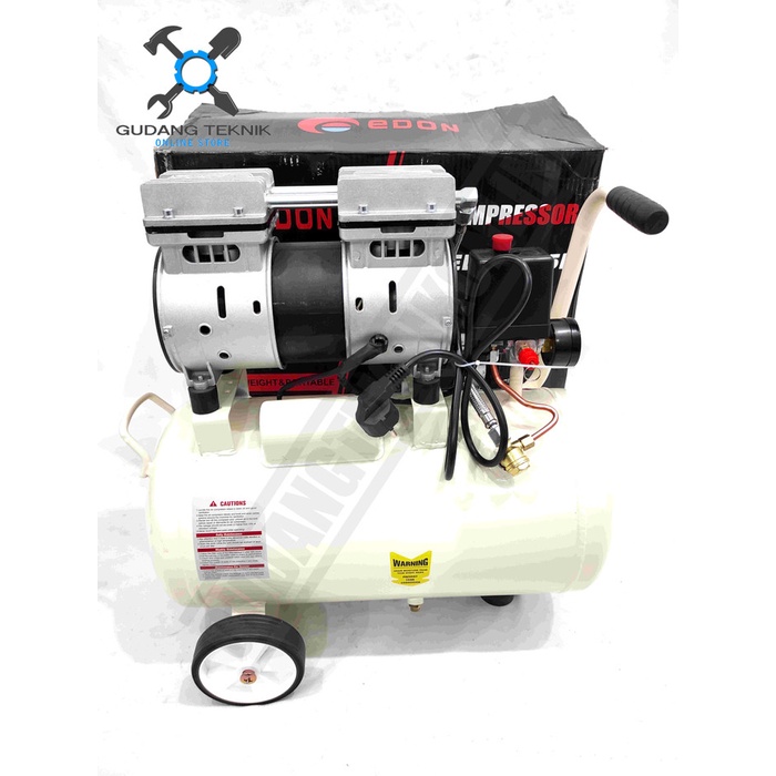 Kompresor Angin Tanpa Oli Kapasitas 25 Liter 3/4HP ED550-25L EDON / Portable Air Compressor Oiless 25Liter 3/4 HP ED 550-25L EDON
