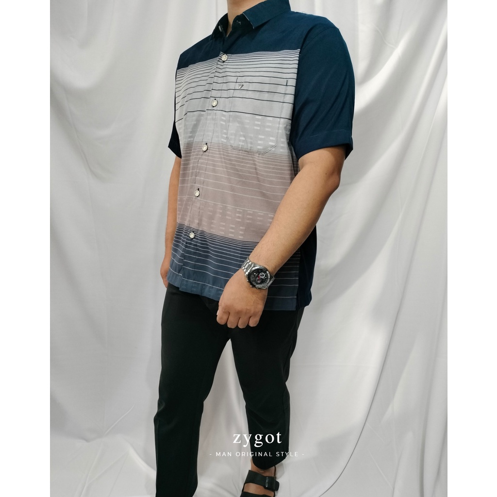 Kemeja Garis Garis Pria Dewasa Bahan Polynosic By Zygot - Earth Series #3