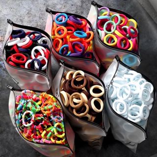 50 Pcs Ikat Karet Rambut Donat Korea Towel Donat Ikat Donut Elastis FREE Pouch