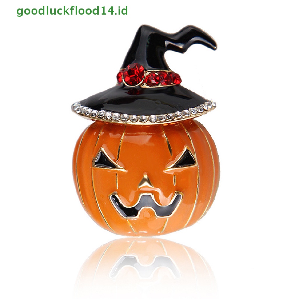 [GOOGFOUR] Enamel Antik Kristal Labu Topi Bros Pin Halloween Kerah Pin Perhiasan Hadiah [TOP]