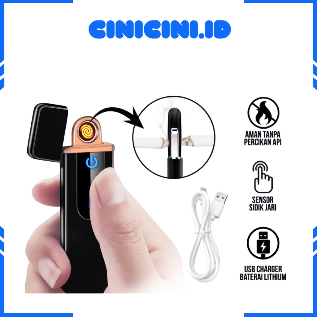 [ Cinicini ] Korek usb Elektrik Touch USB Electric Lighters Windproof