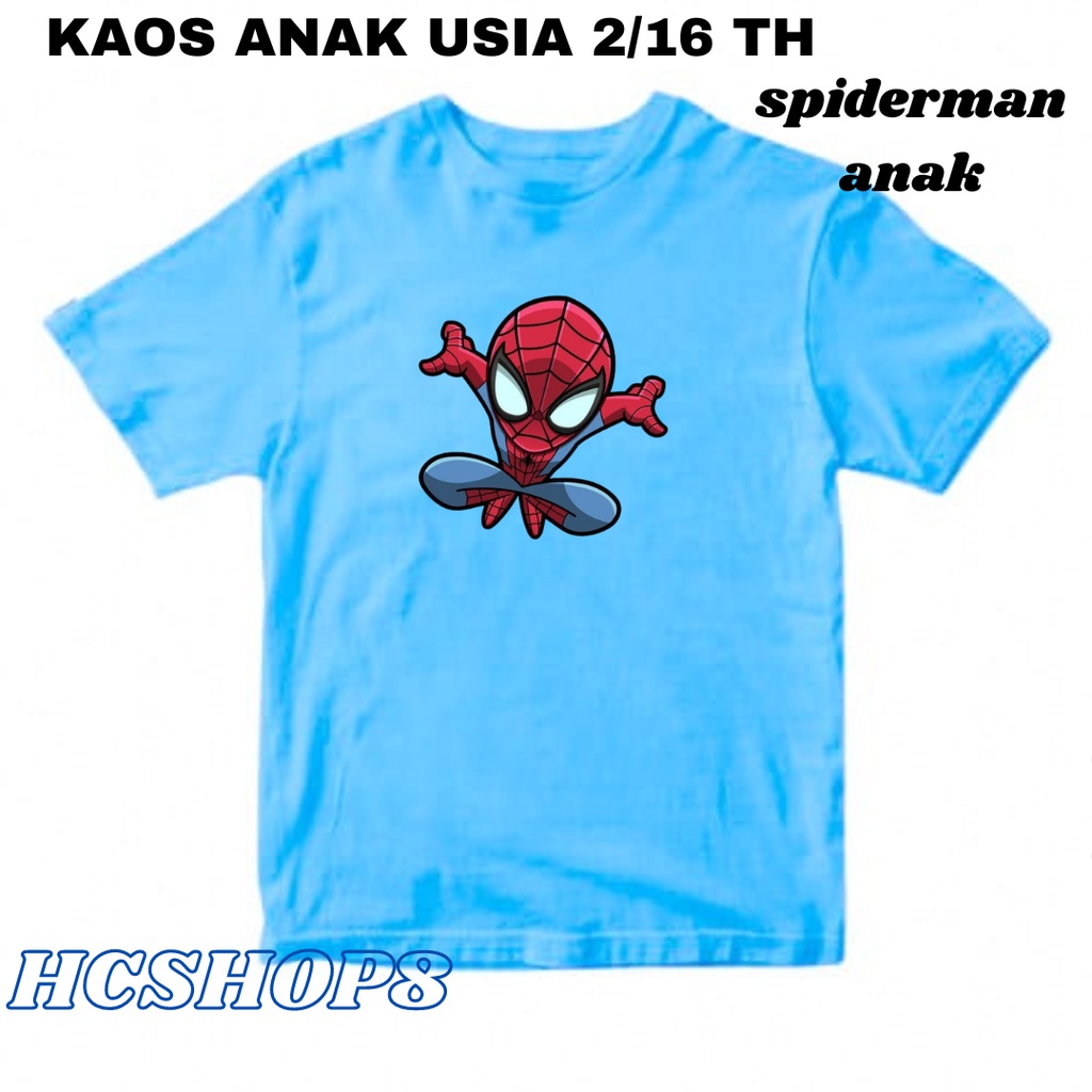 Kaos Anak Laki Laki Baju Anak Perempuan Logo Spiderman Warna Usia 2-16 Tahun Unisex