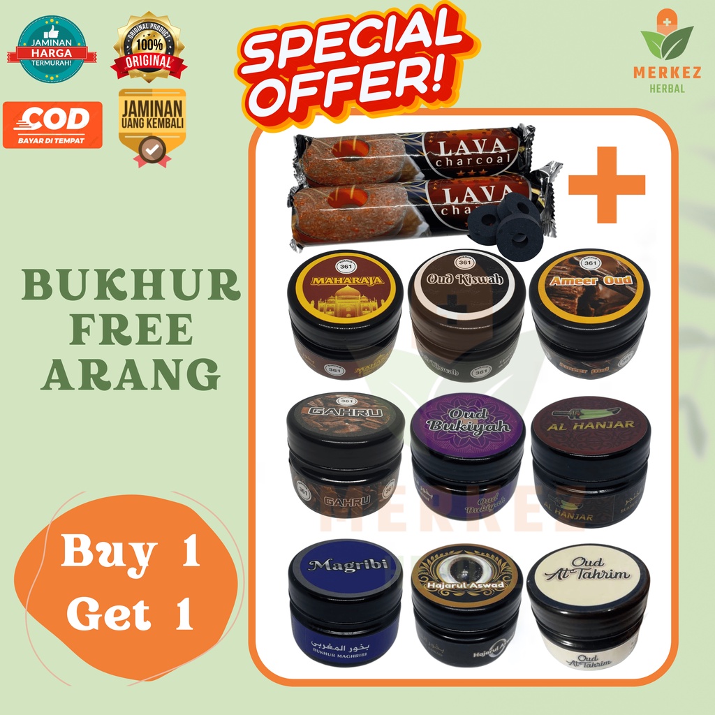 Paket Buhur Bukhur Bakhoor Arab Wewangian Beragam Varian Hajar Aswad / Maghribi / Oud Bukiyah / Al Madinah / Oud Gaharu / Al Khanjar / Kasturi 30 Gram Dan Arang Areng Magic Termurah - Paketan Bukhoor Bukhor Bakhor Dupa Gaharu Asli Original