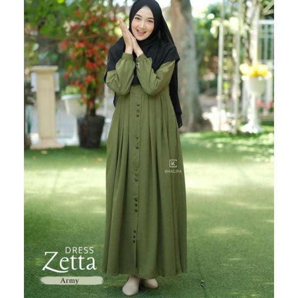 Gamis Polos Premium Warna Hitam Gamis Syari Wanita Remaja - Zetta Army, L