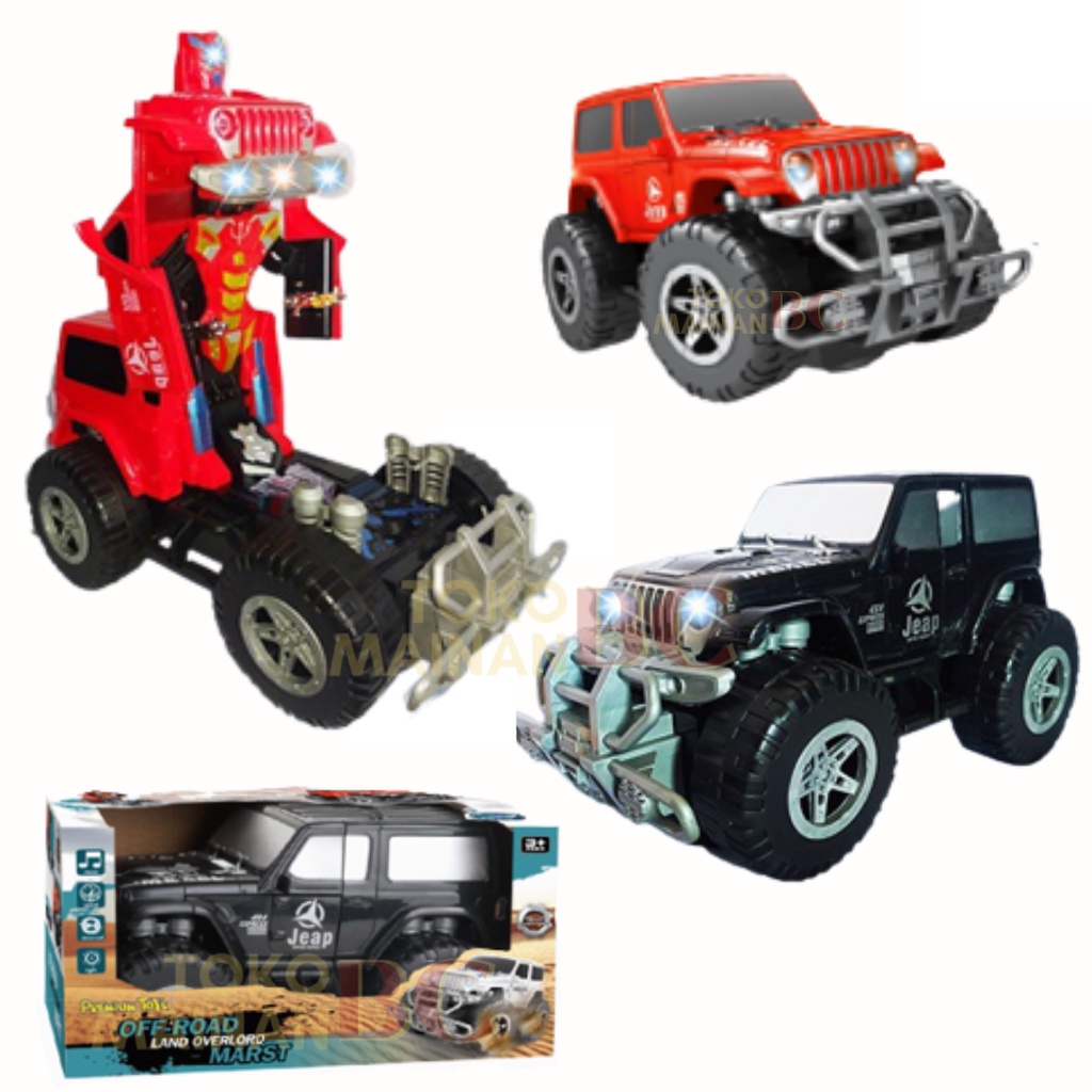 Mainan Edukasi Anak Mobil Jeep Transformers Off Road Land Overlord Rock Crawler Mainan Mobil Polisi 