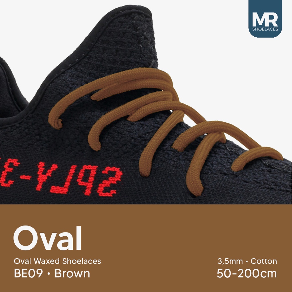 MR Shoelaces BE09 Brown (Coklat) Tali Sepatu Lilin Oval 3.5mm (Waxed Laces) 50cm 80cm 100cm 120cm 150cm - Coklat Tua