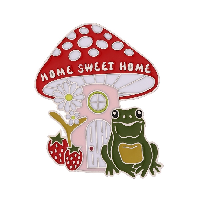 Pin Enamel Kodok Jamur Kartun Hewan Hias Bros Topi Ransel Hias Lapel Pin Sweater Lencana Logam Untuk Teman