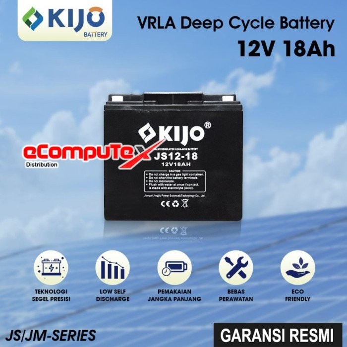 BATERAI UPS VRLA 12V 18AH KIJO / BATTERY AKI KERING 12 VOLT 18 AH ACCU