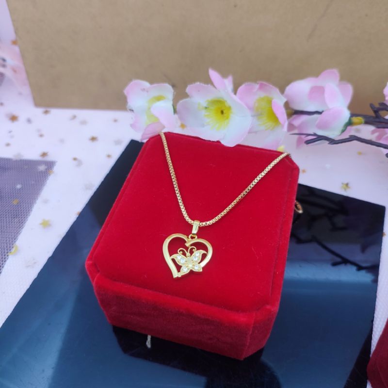 Kalung love kupu dewasa yaxiya anti karat