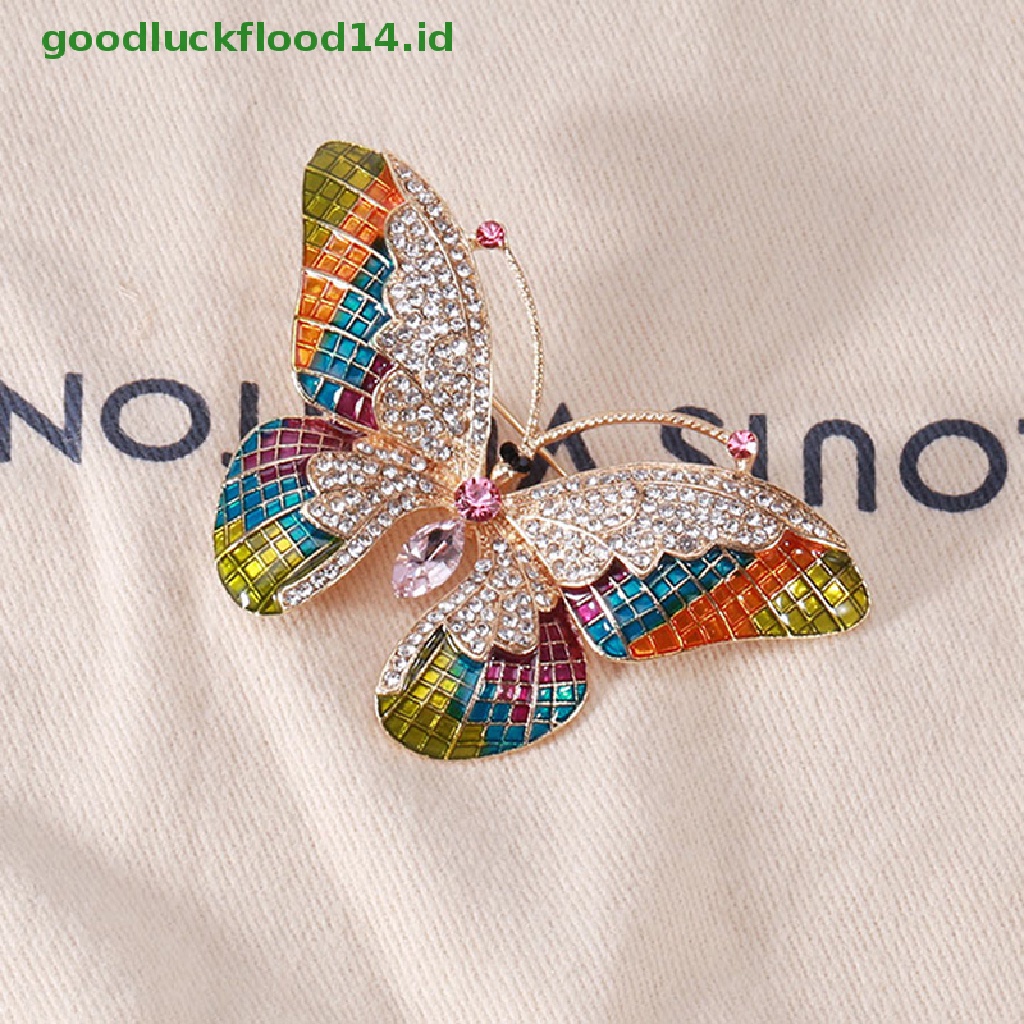 [GOOGFOUR] Besar Kupu-Kupu Bros Wanita Enamel Berlian Imitasi Serangga Bros Pin Hadiah [TOP]