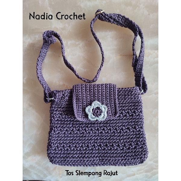 Tas Selempang Rajut Ungu Dusty Tua