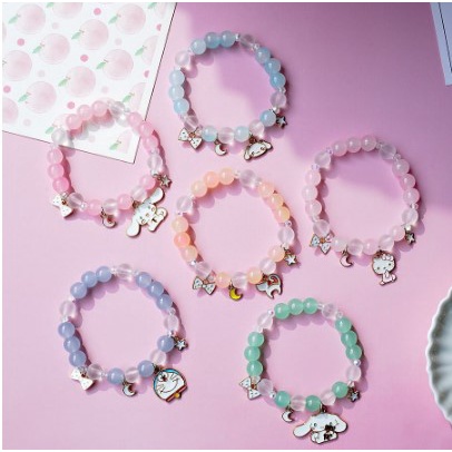 Gelang Tali Kristal Desain Cinnamoroll Dog Untuk Hadiah Ulang Tahun Wanita