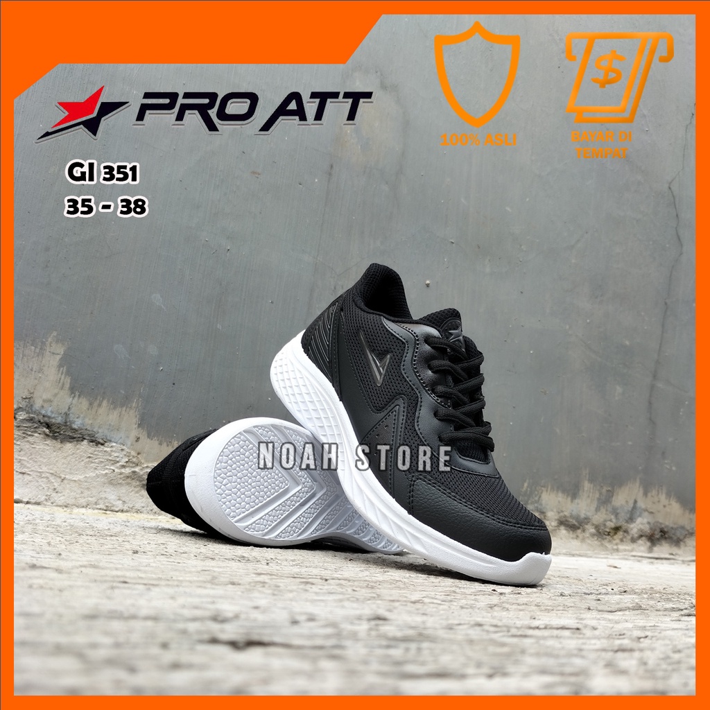 NOAH - Sepatu Sekolah Anak PRO ATT GI 351 Tali 35 - 42 / Sepatu Sekolah Hitam / Sepatu Sneakers Anak