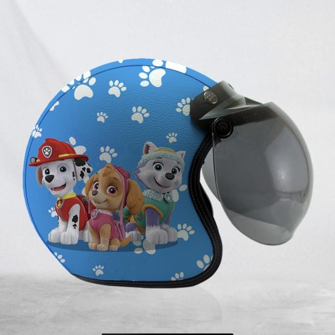 Helm Retro Kulit Anak SNI Full Leher Paw Patrol Half Face Helmet
