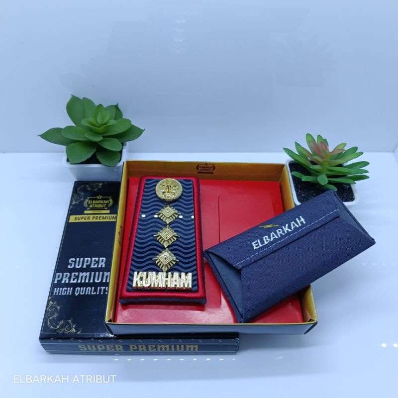 PANGKAT PDH KEMENKUMHAM GOLONGAN 4B AKRILIK LIS MERAH BORDIR