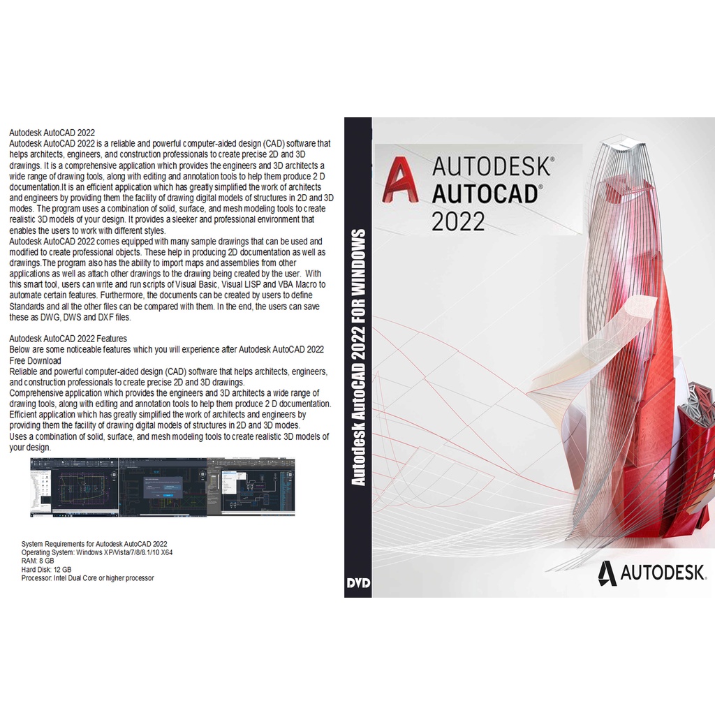 PC DVD-Auto -desk Auto -CAD 2022 X64