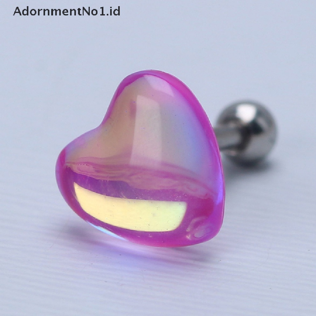 [AdornmentNo1] Baru Aurora Kristal Kaca Peach Jantung Telinga Tulang Kuku Hati Permen Transparan Anting Kecil Anting Telinga Tulang Kuku Bibir Perhiasan Tubuh [ID]