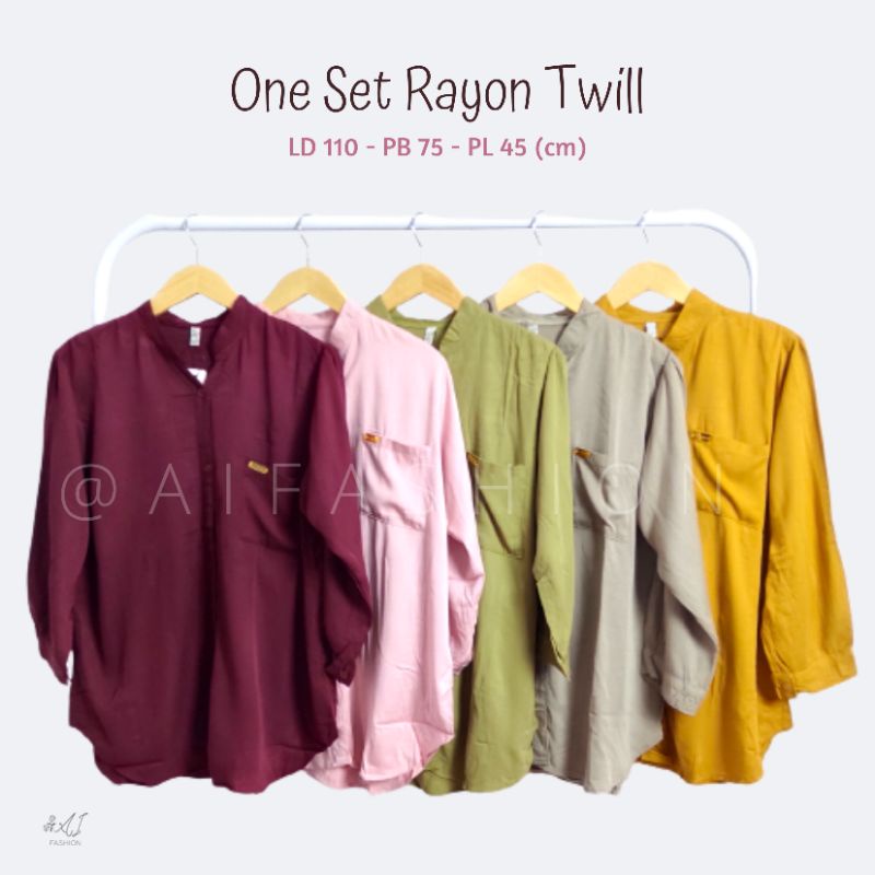 One Set Rayon Twill Premium Setelan Botega Twill Polos Premium
