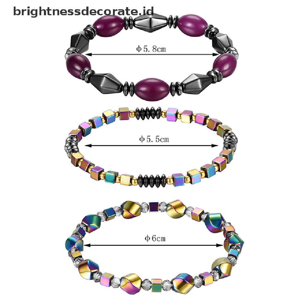 [Birth] Natural Hematite Braceket Anklet Magnet Gelang Pelangsing Sehat Perhiasan Penurunan Berat Badan Wanita Pria [ID]