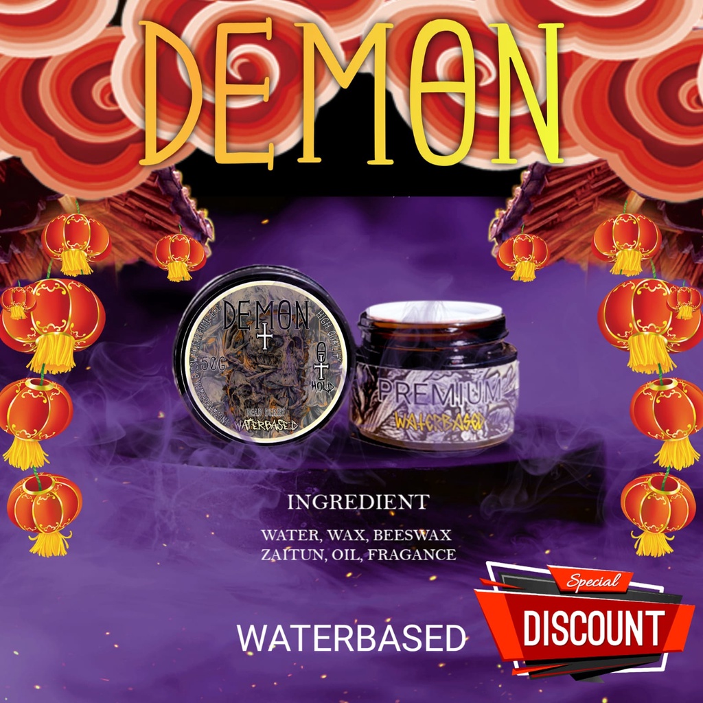 PAKET 6PCS DEMON POMADE POT KACA PREMIUM WATERBASED 55GRAM