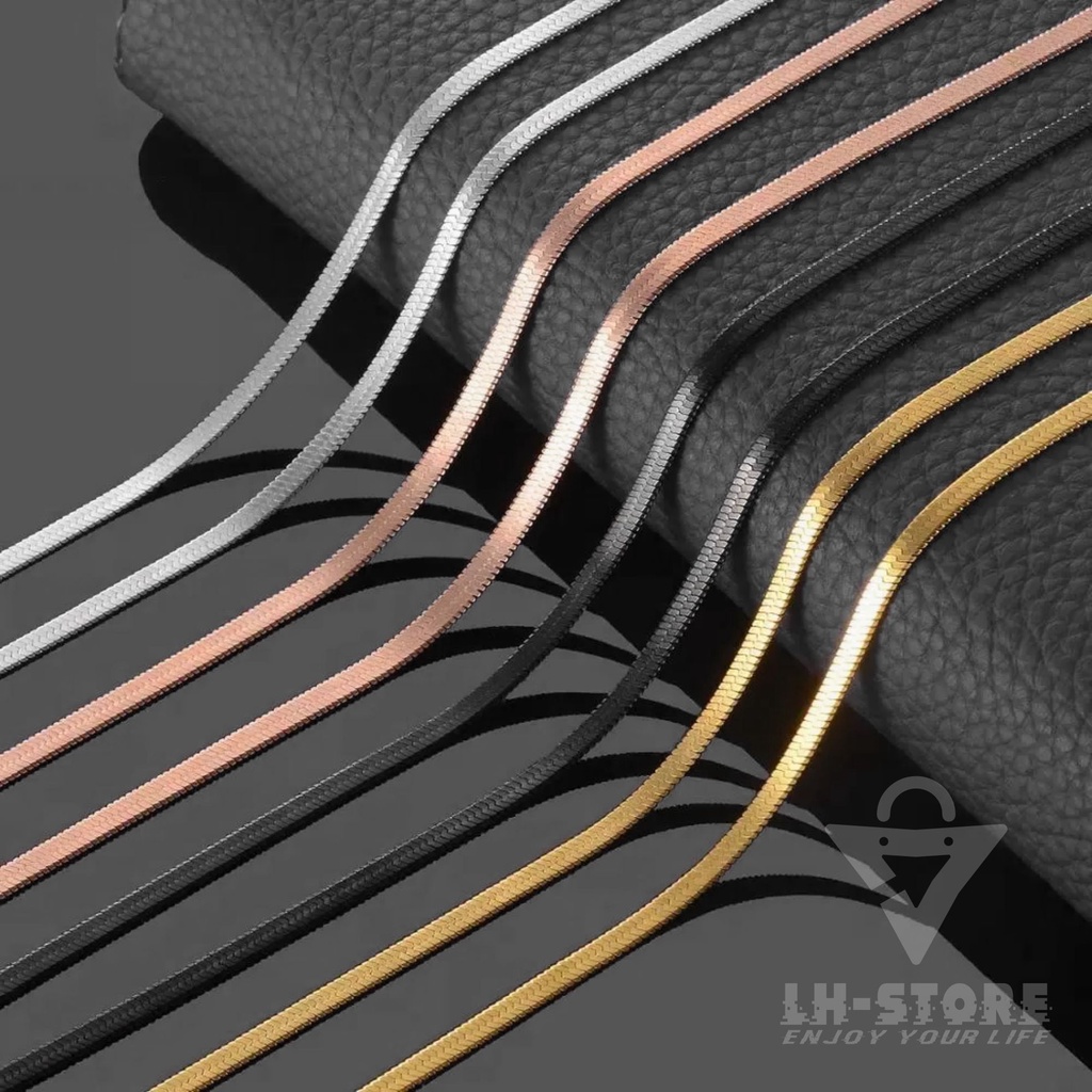 Kalung titanium model gepeng pria dan wanita anti karat dan tidak luntur