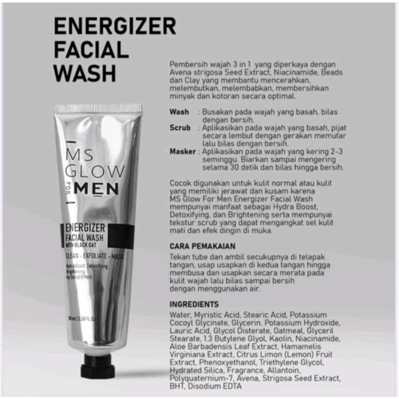 MS GLOW FOR MEN/ENERGIZER FACIAL WASH