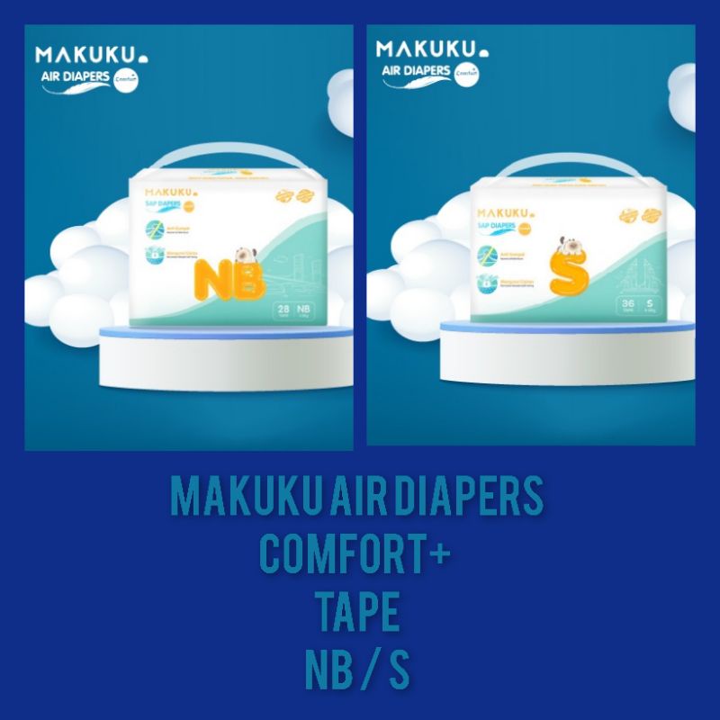 MAKUKU AIR DIAPERS Comfort+ Tape NB28 / S36. Popok PEREKAT Makuku Comfort + Hijau Baru Lahir / NEWBO