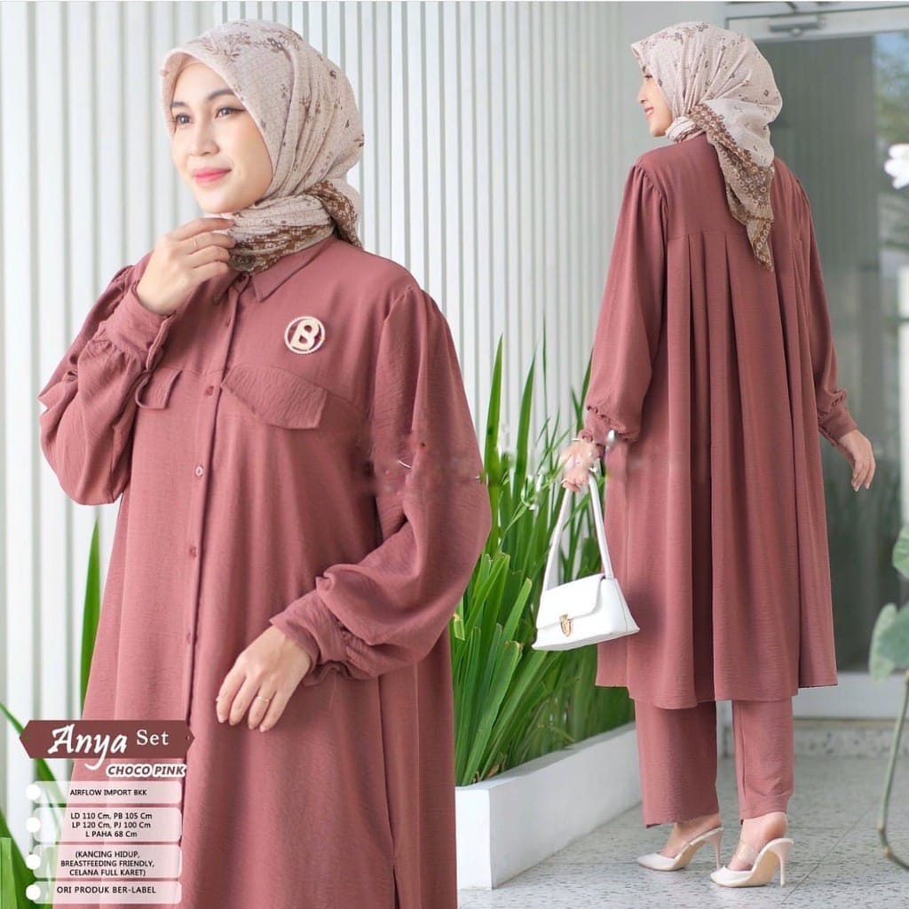 ANYA SET // SETELAN TUNIK LONG CRINCLE AIRFLOW