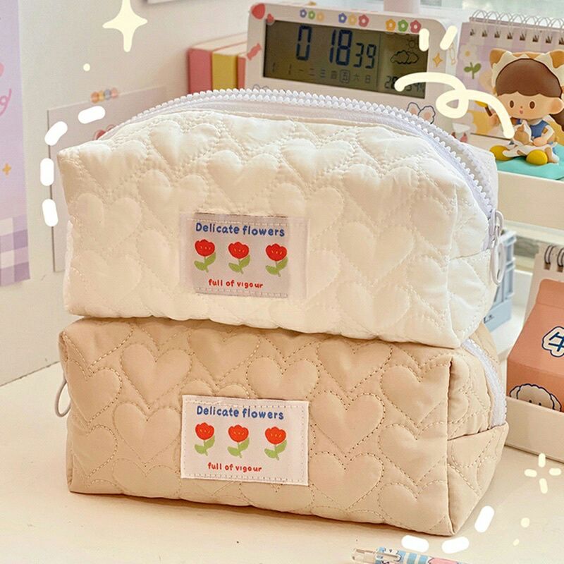 

Tempat Pensil Make Up Tools Serba Guna motif kotak bunga flower cute kain aesthetic korean style