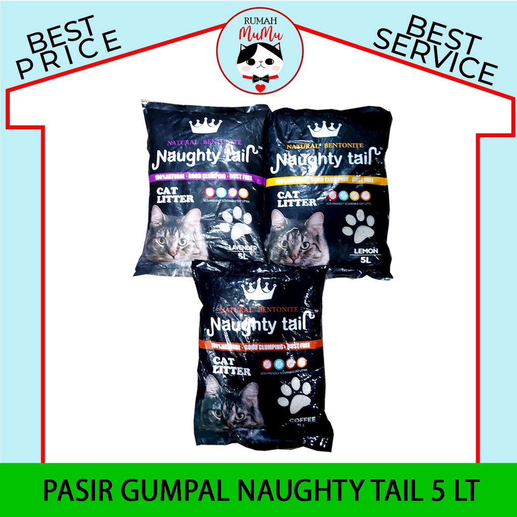 PASIR GUMPAL IMPOR KUCING NAUGHTY TAIL 5 LT KUALITAS SUPER