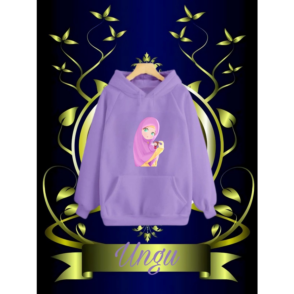Hzl_outfit Sweater Hoodie Hijab Purple Anak Perempuan/ HOODIE ANAK PEREMPUAN SWEATER