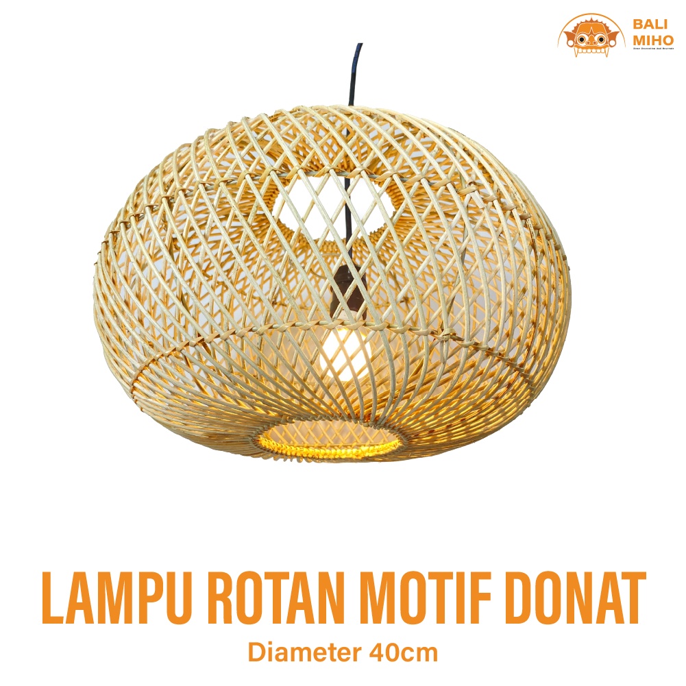 Jual Kap Lampu Rotan Motif Donat Cm Lampu Villa Bali Kap Lampu