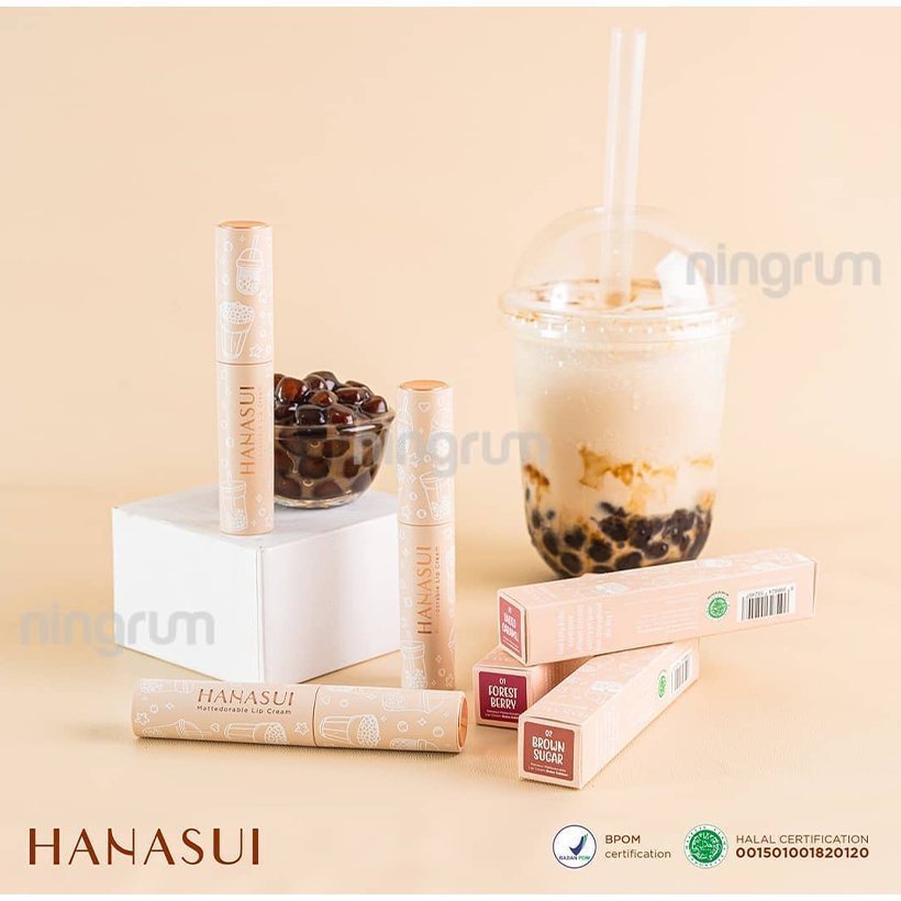 Ningrum Hanasui Mattedorable Lip Cream Boba Lip Cream Velvet Matte 4gr BPOM Ori | Boba Series | Lip Cream Boba - 5004