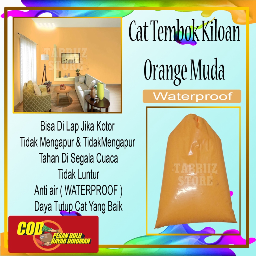 Cat rumah tembok paling bagus 5 kg promo / Cat minyak warna Orange / Cat kiloan 1 kg gratis ongkir /