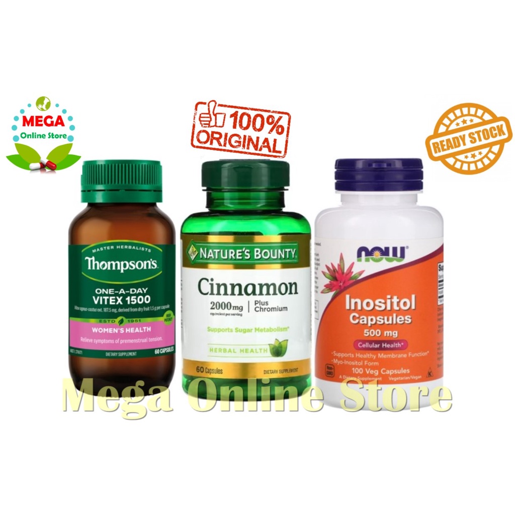 Paket PCOS Thompson Vitex 1500 + Cinnamon + Inositol 500 mg