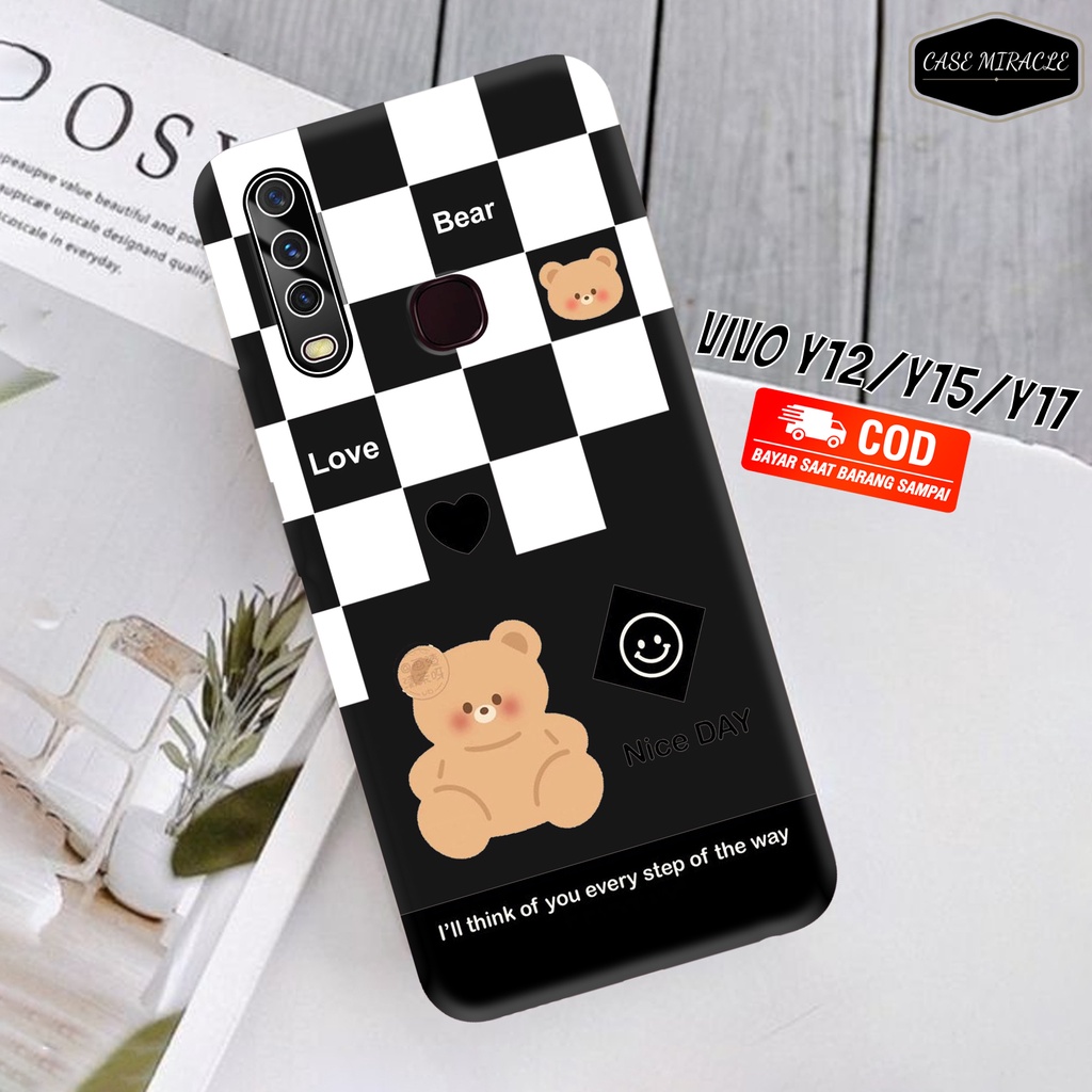 CM Case VIVO Y12 Y15 Y17 Y12i Y11  Softcase Lentur Warna Hitam Macaron Protector Lensa Kamera Kaca  