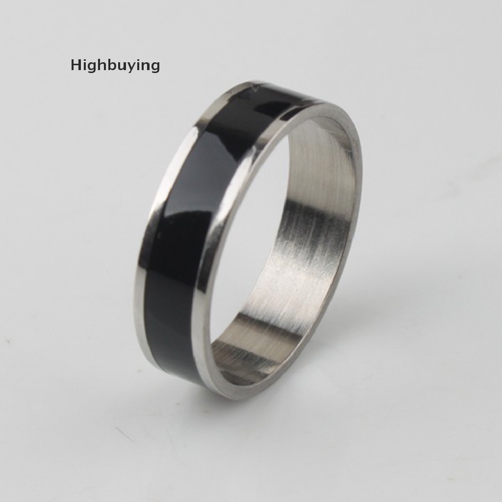 Hbid Fashion Jewelry Cincin Hitam Titanium Band Anti Karat Pria Wanita Size16-22 Glory