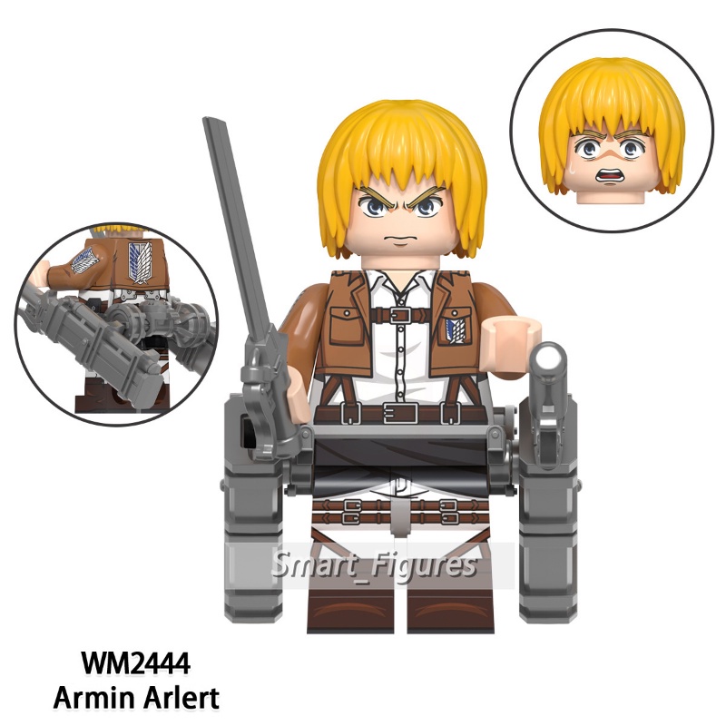 Blok Bangunan Attack on Titan Minifigures Armin Arlert Eren Jaeger Colossal Titan Kartun Mini Angka WM6148 Mainan