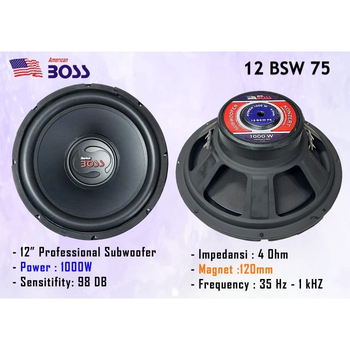 Car Subwoofer American Boss ABS 12&quot; BSW 75 12&quot;