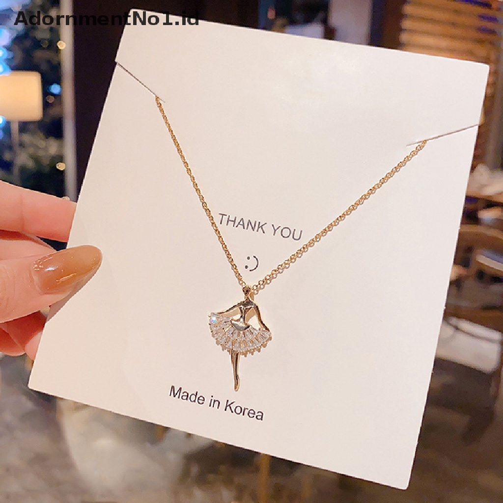 [AdornmentNo1] Manis Elegan Ballerina Gadis Kristal Zirkon Liontin Kalung Perhiasan Indah [ID]