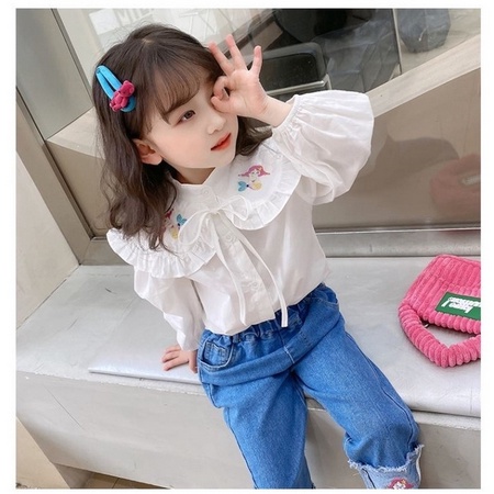 CHUBBI 18 Setelan Set Anak Perempuan Kemeja + Jeans Mermaid Shell